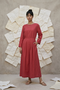 DHARITRI DRESS - TERRACOTTA Size M | Veda Handcrafted Ethnic Wear