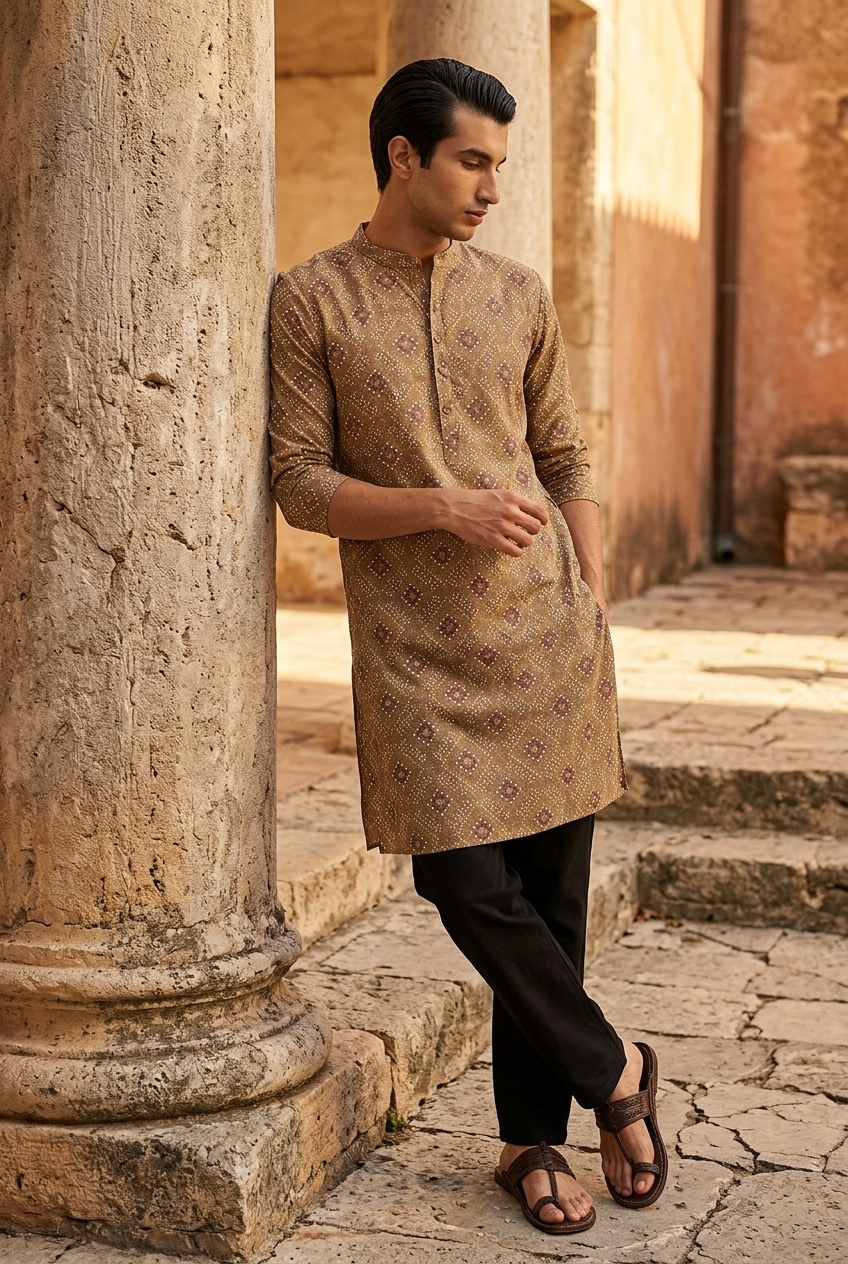 BALA KURTA - SAND Size M | Veda Handcrafted Ethnic Wear