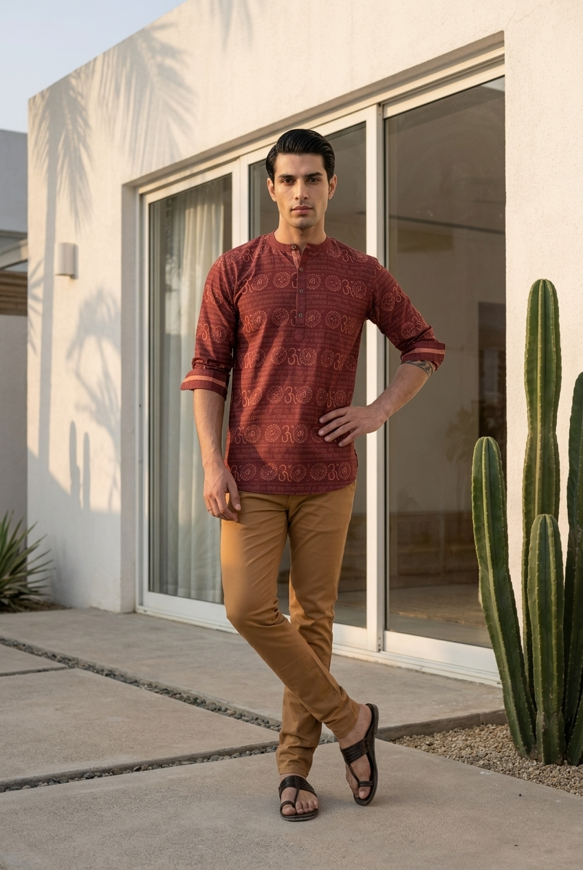 KALASHA KURTA - MAROON Size M | Veda Handcrafted Ethnic Wear