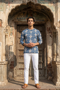 DEVENDRA KURTA - BLUE Size M | Veda Handcrafted Ethnic Wear