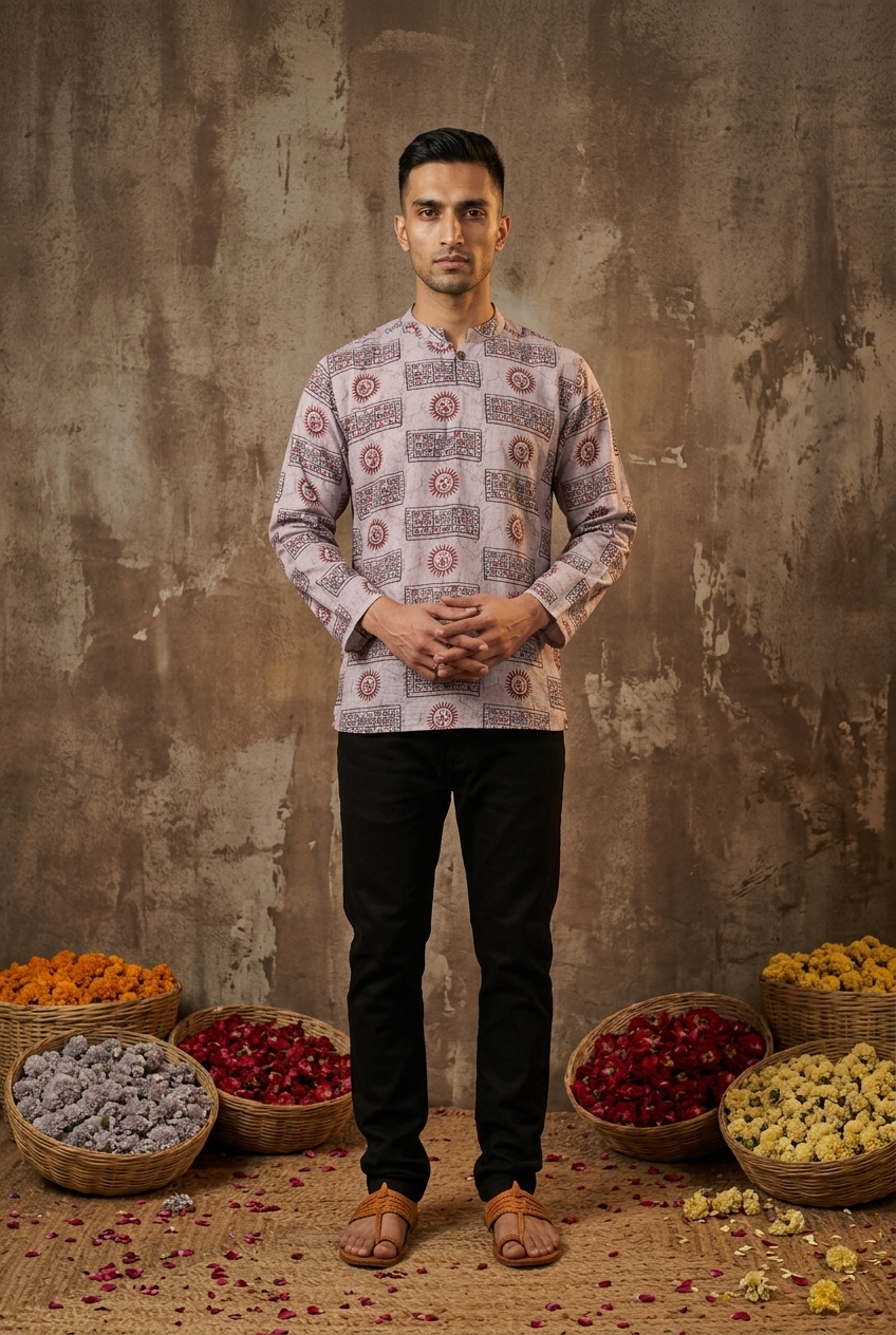 MITRA KURTA - GREY Size M | Veda Handcrafted Ethnic Wear