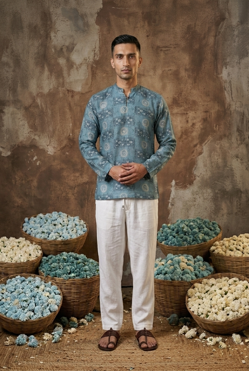 MITRA KURTA - TEAL Size M | Veda Handcrafted Ethnic Wear