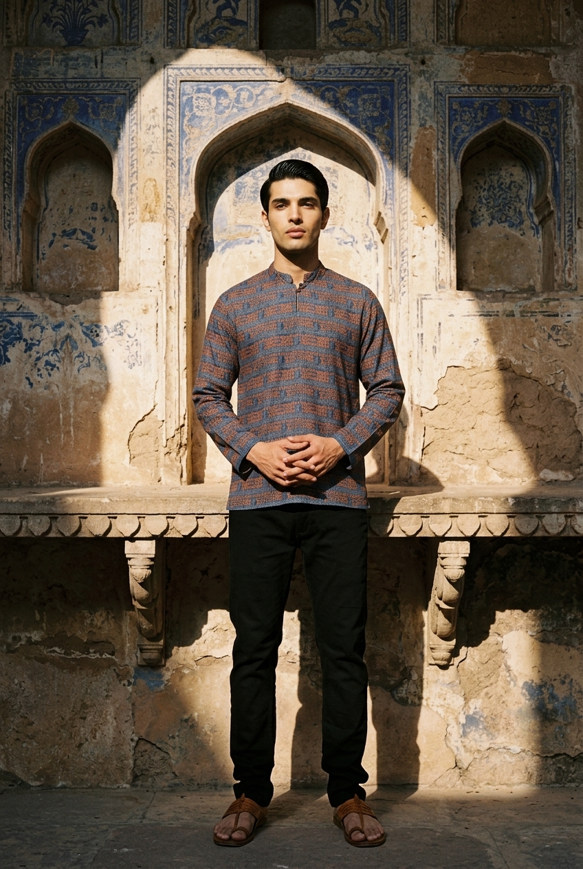 SOMA KURTA - BLUE Size M | Veda Handcrafted Ethnic Wear