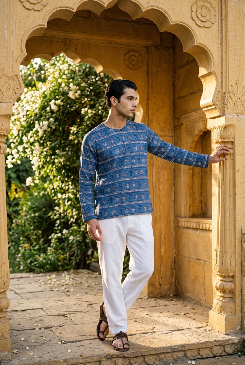 AGNI KURTA - INDIGO Size M | Veda Handcrafted Ethnic Wear
