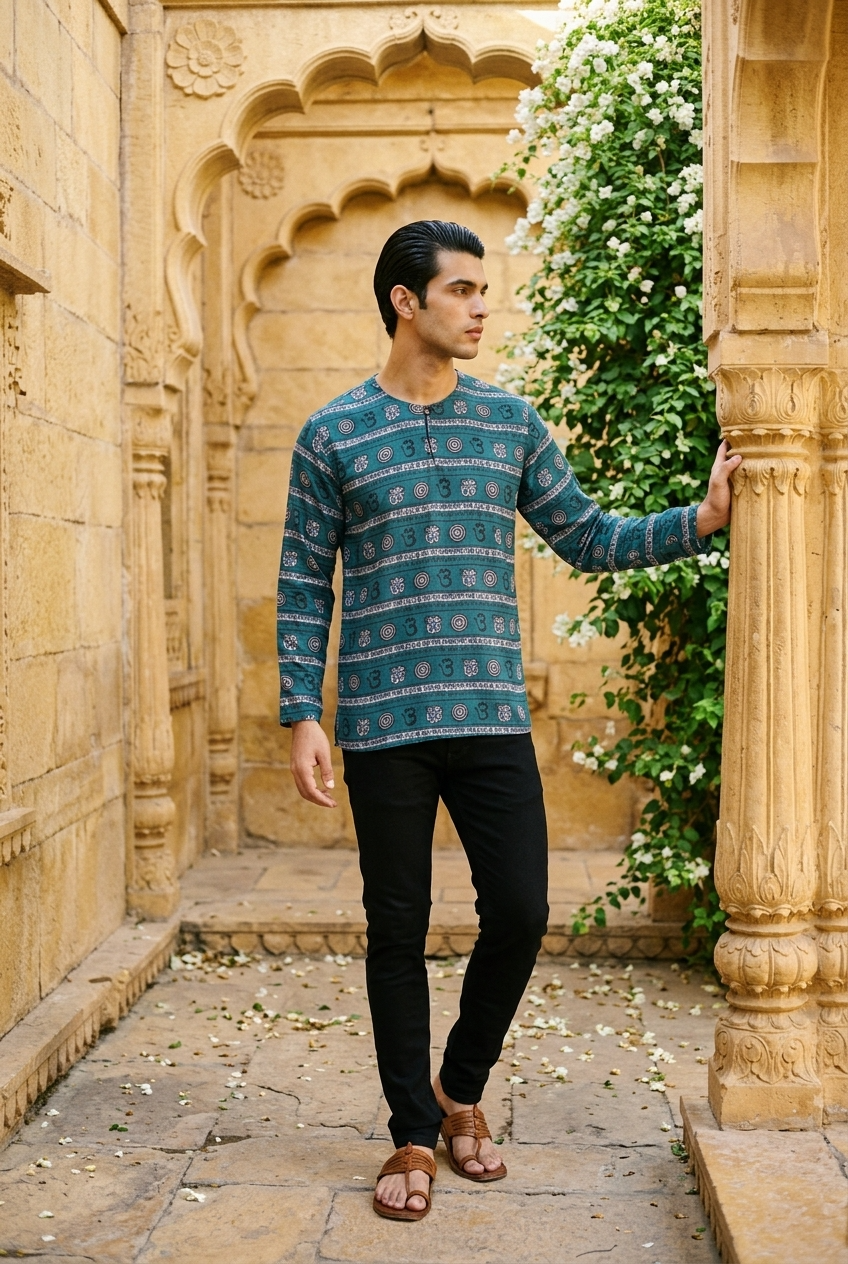 AGNI KURTA - JADE GREEN Size M | Veda Handcrafted Ethnic Wear