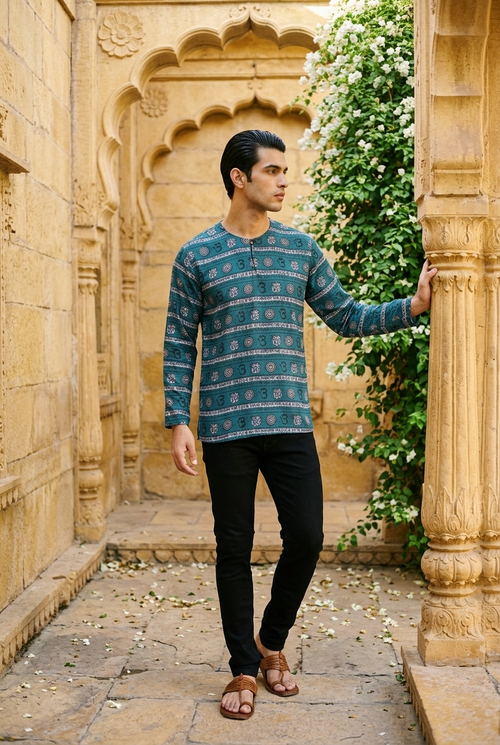 AGNI KURTA - JADE GREEN Size M | Veda Handcrafted Ethnic Wear