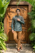VANA KURTA - MILITARY GREEN Size M | Veda Handcrafted Ethnic Wear