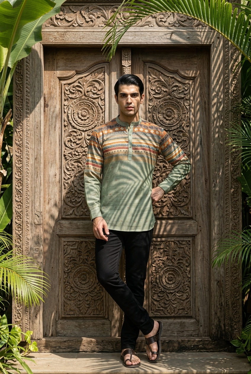 PUSHPA KURTA - PISTA Size M | Veda Handcrafted Ethnic Wear