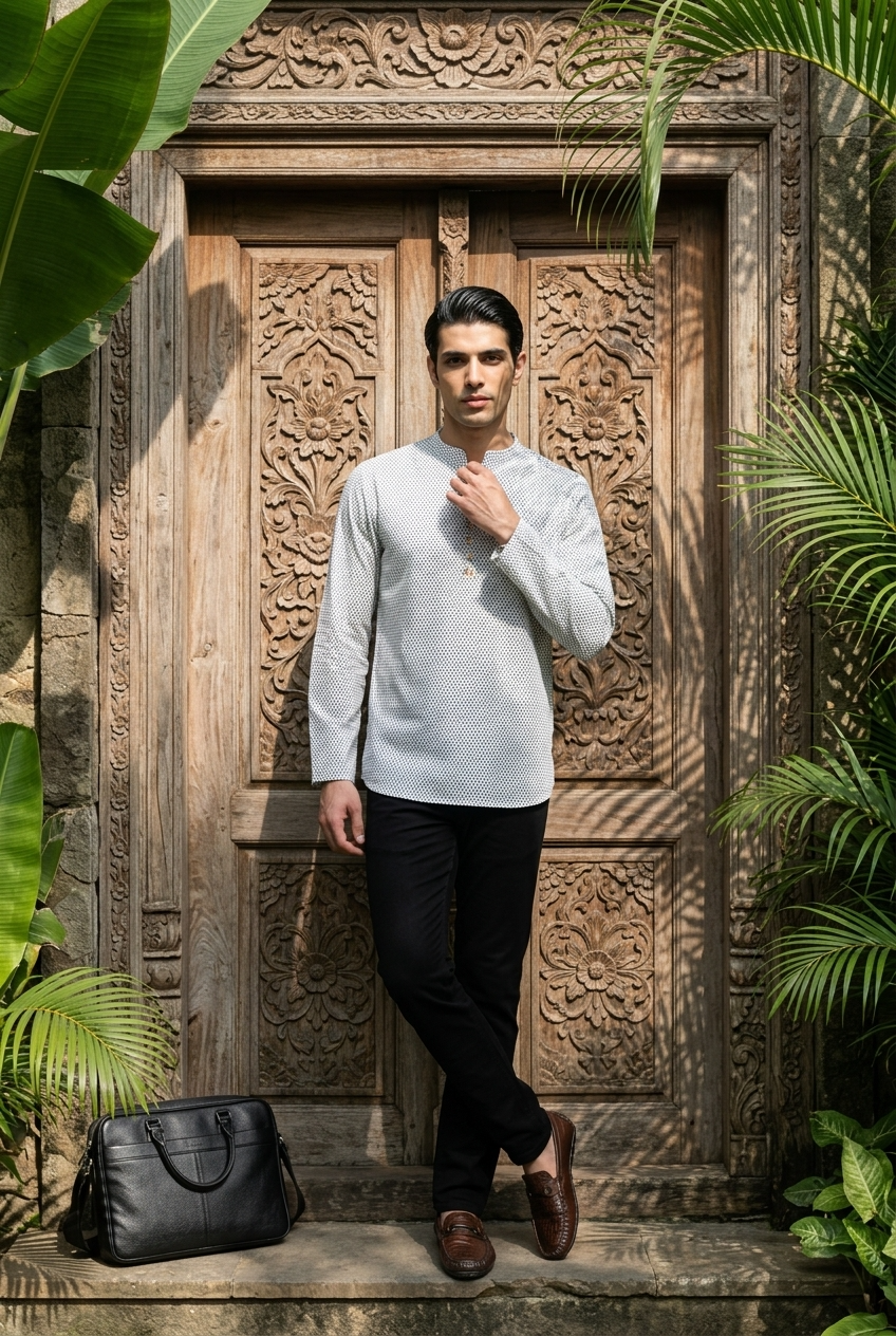SVETA KURTA - CREAM Size M | Veda Handcrafted Ethnic Wear