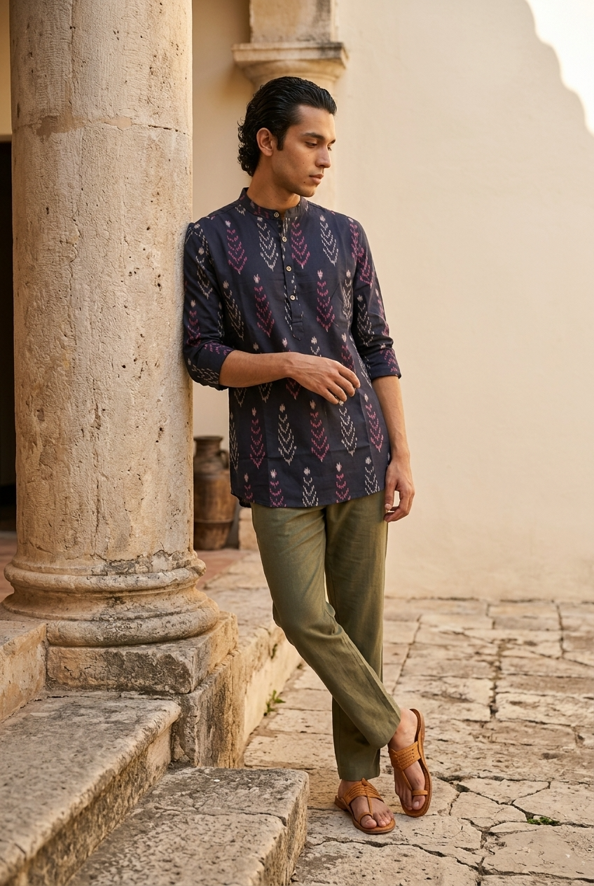 NAVA KURTA - BLACK Size M | Veda Handcrafted Ethnic Wear