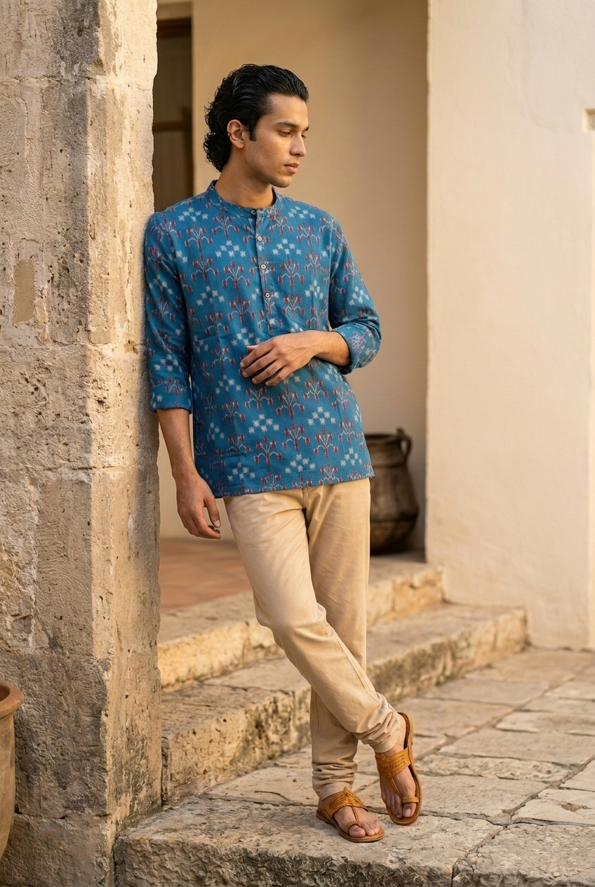 NAVA KURTA - BLUE Size M | Veda Handcrafted Ethnic Wear