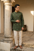 NAVA KURTA - BOTTLEGREEN Size M | Veda Handcrafted Ethnic Wear