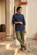 NAVA KURTA - NAVYBLUE Size M | Veda Handcrafted Ethnic Wear