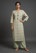 PALLAVA KURTA COMBO - PISTA Size M | Veda Handcrafted Ethnic Wear