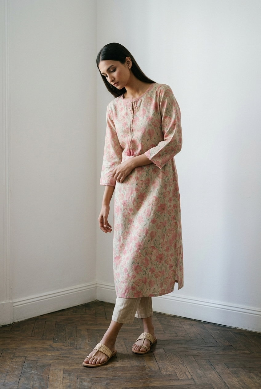 SUBHADRA KURTA COMBO - PINK Size M | Veda Handcrafted Ethnic Wear