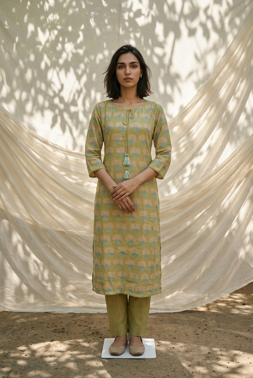 VRINDA KURTA COMBO - GREEN Size M | Veda Handcrafted Ethnic Wear