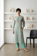 SAMUDRA KURTA COMBO - SEA GREEN Size M | Veda Handcrafted Ethnic Wear
