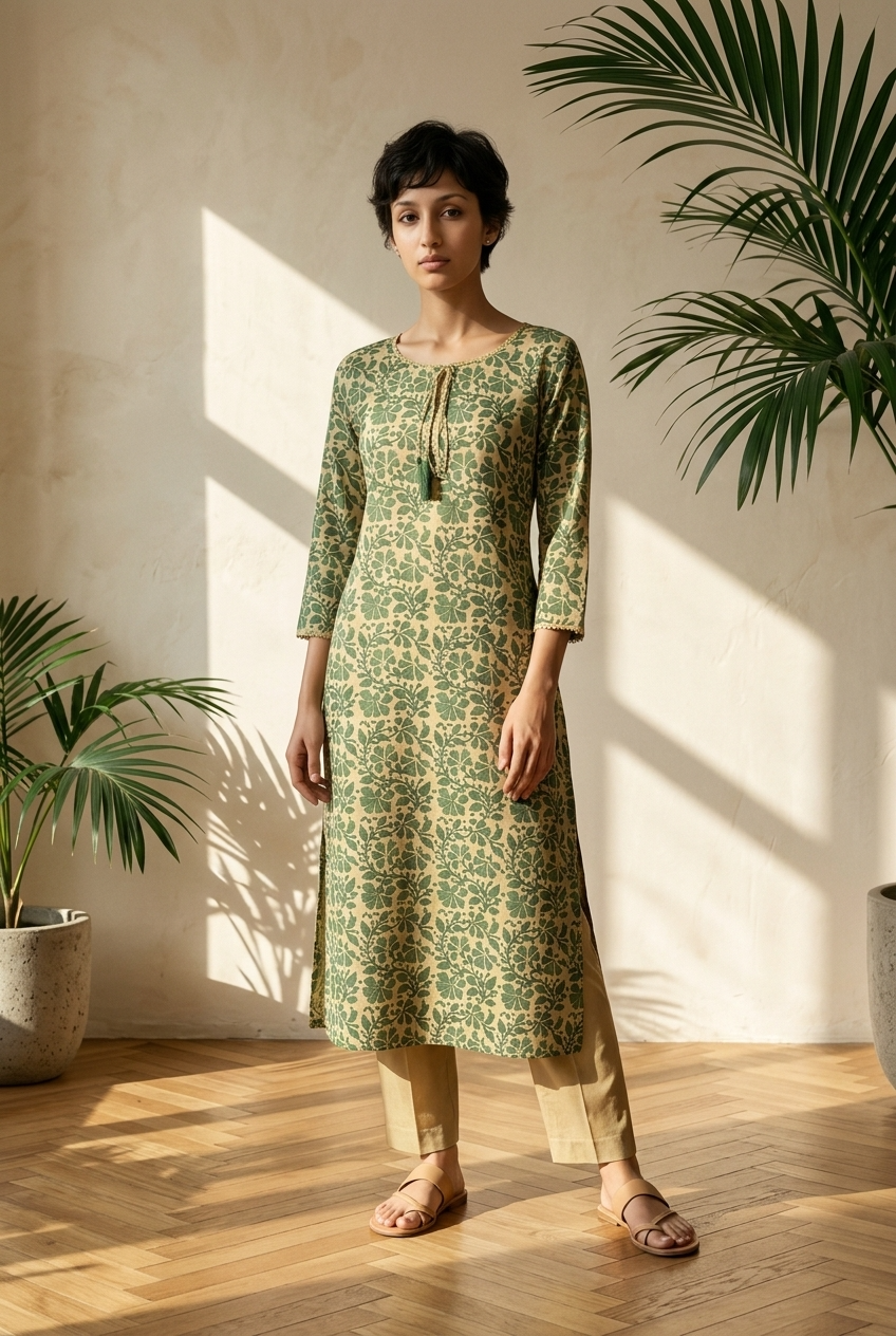 VANITA KURTA COMBO - GREEN Size M | Veda Handcrafted Ethnic Wear