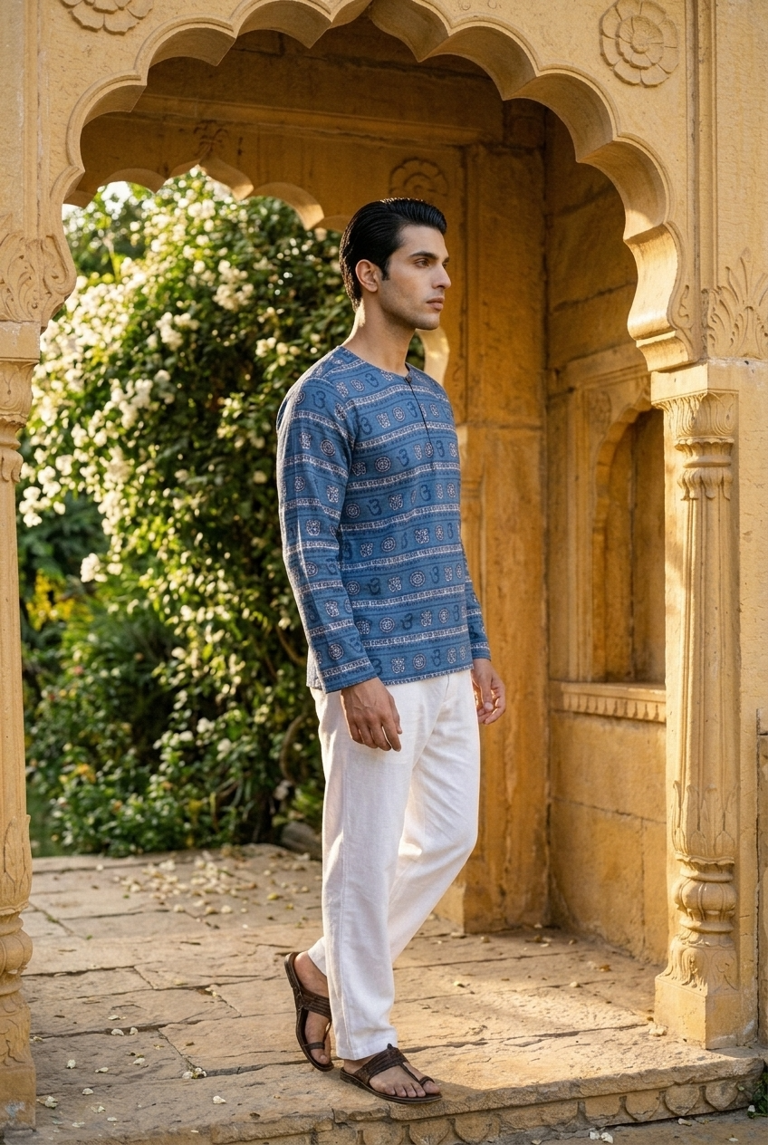 AGNI KURTA - INDIGO Size L | Veda Handcrafted Ethnic Wear