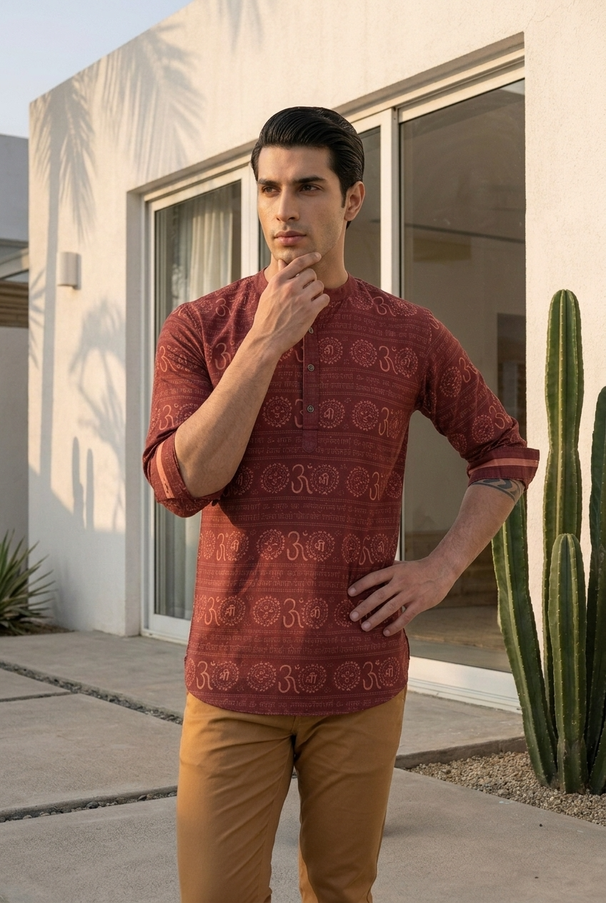 KALASHA KURTA - MAROON Size L | Veda Handcrafted Ethnic Wear