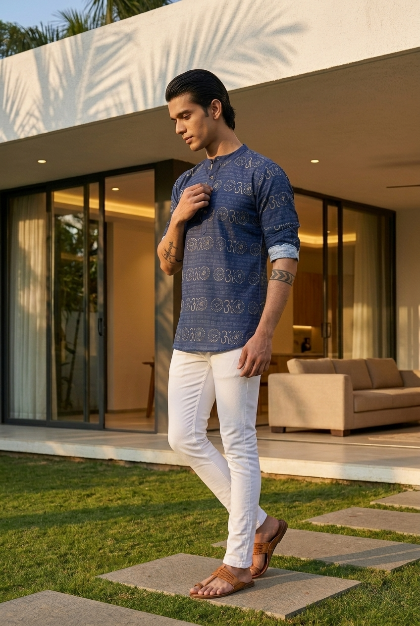 KALASHA KURTA - INDIGO Size L | Veda Handcrafted Ethnic Wear