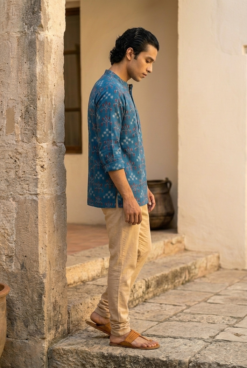 NAVA KURTA - BLUE Size L | Veda Handcrafted Ethnic Wear