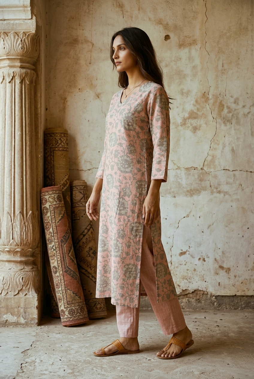 MEGHA KURTA COMBO - GREY Size L | Veda Handcrafted Ethnic Wear
