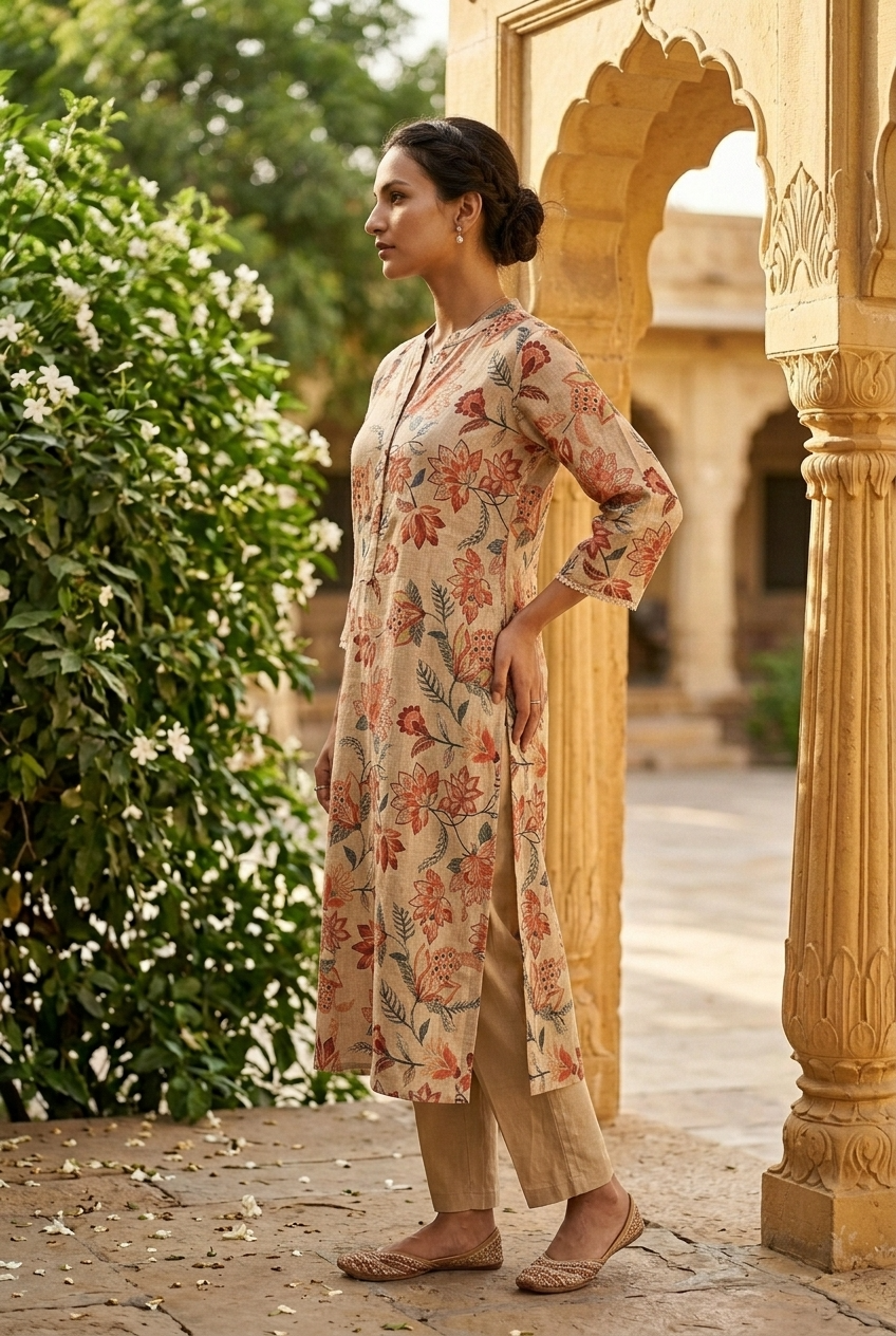 TAMARASA KURTA COMBO - RUST Size L | Veda Handcrafted Ethnic Wear