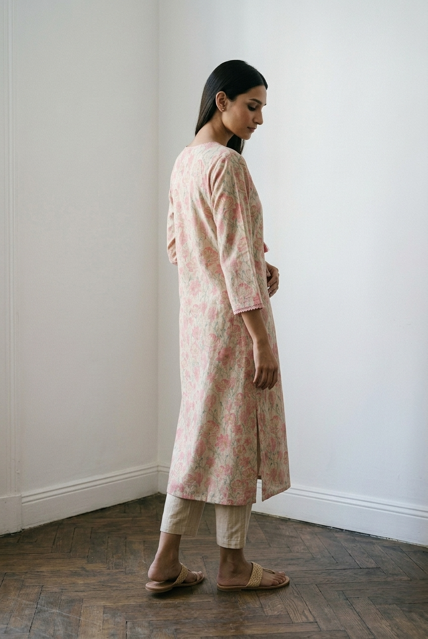 SUBHADRA KURTA COMBO - PINK Size L | Veda Handcrafted Ethnic Wear