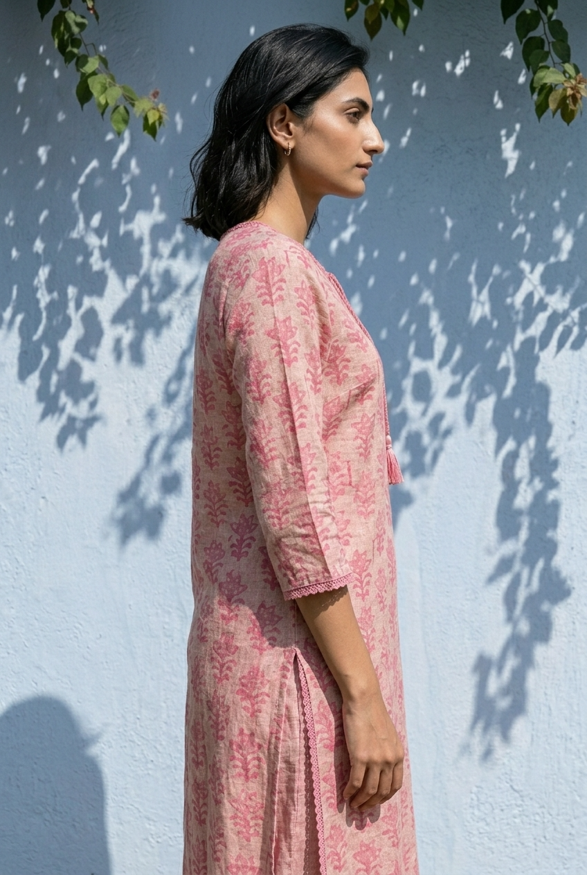 PUSHPITA KURTA COMBO - BABY PINK Size L | Veda Handcrafted Ethnic Wear