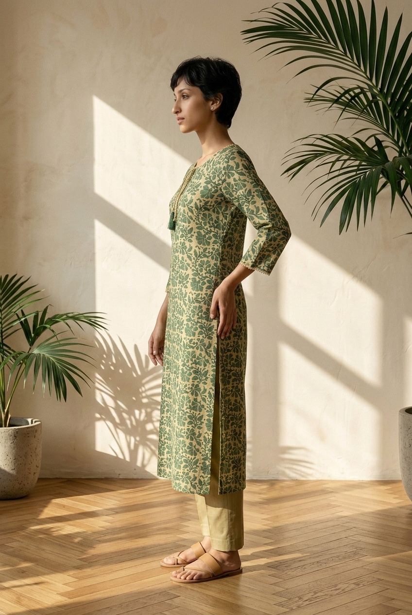 VANITA KURTA COMBO - GREEN Size L | Veda Handcrafted Ethnic Wear