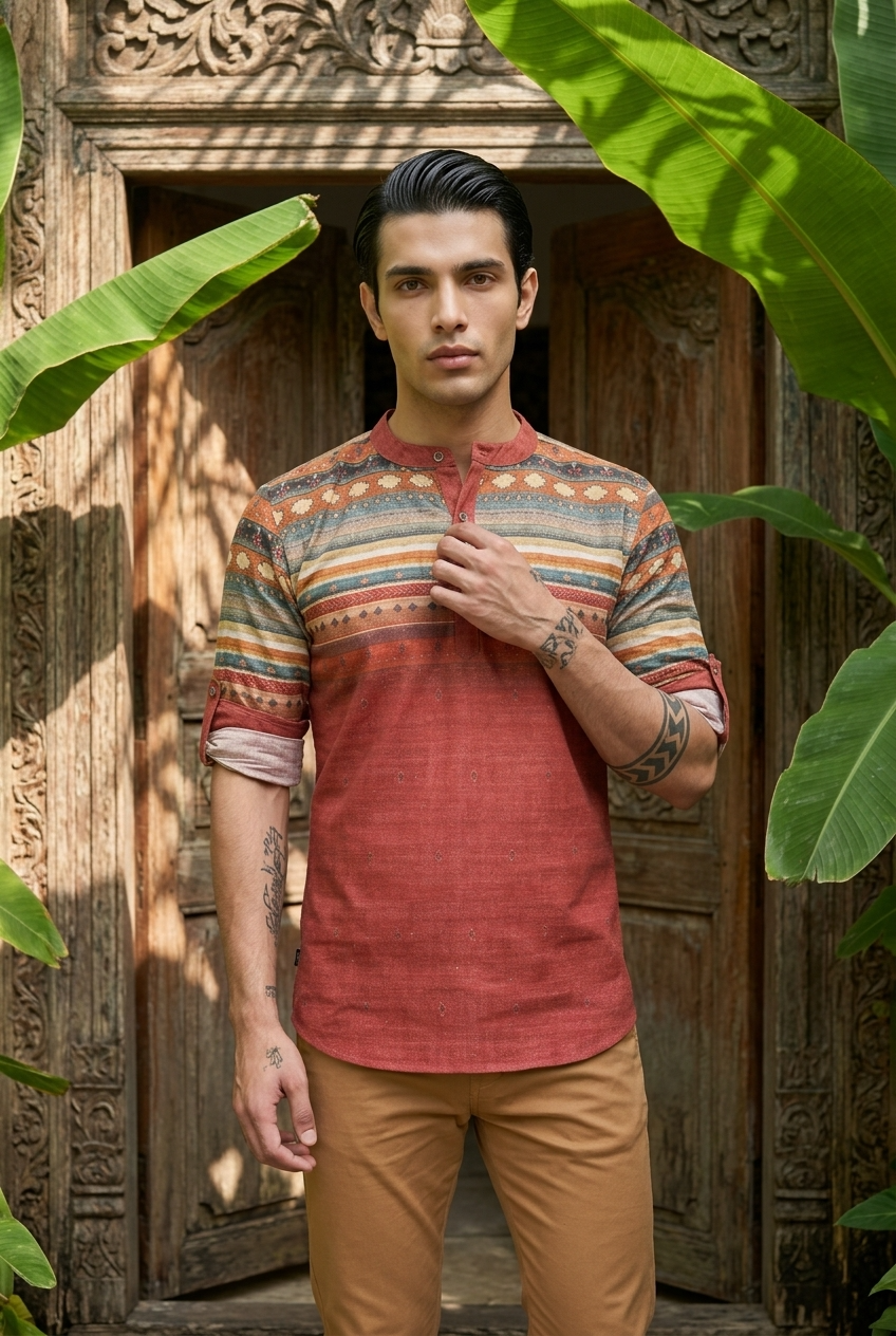 PUSHPA KURTA - RUST Size L | Veda Handcrafted Ethnic Wear