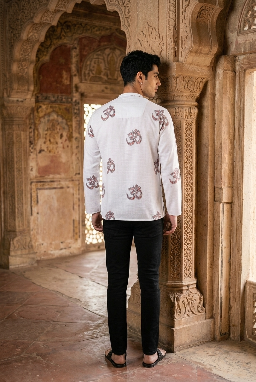 YUGA KURTA - WHITE Size XL | Veda Handcrafted Ethnic Wear