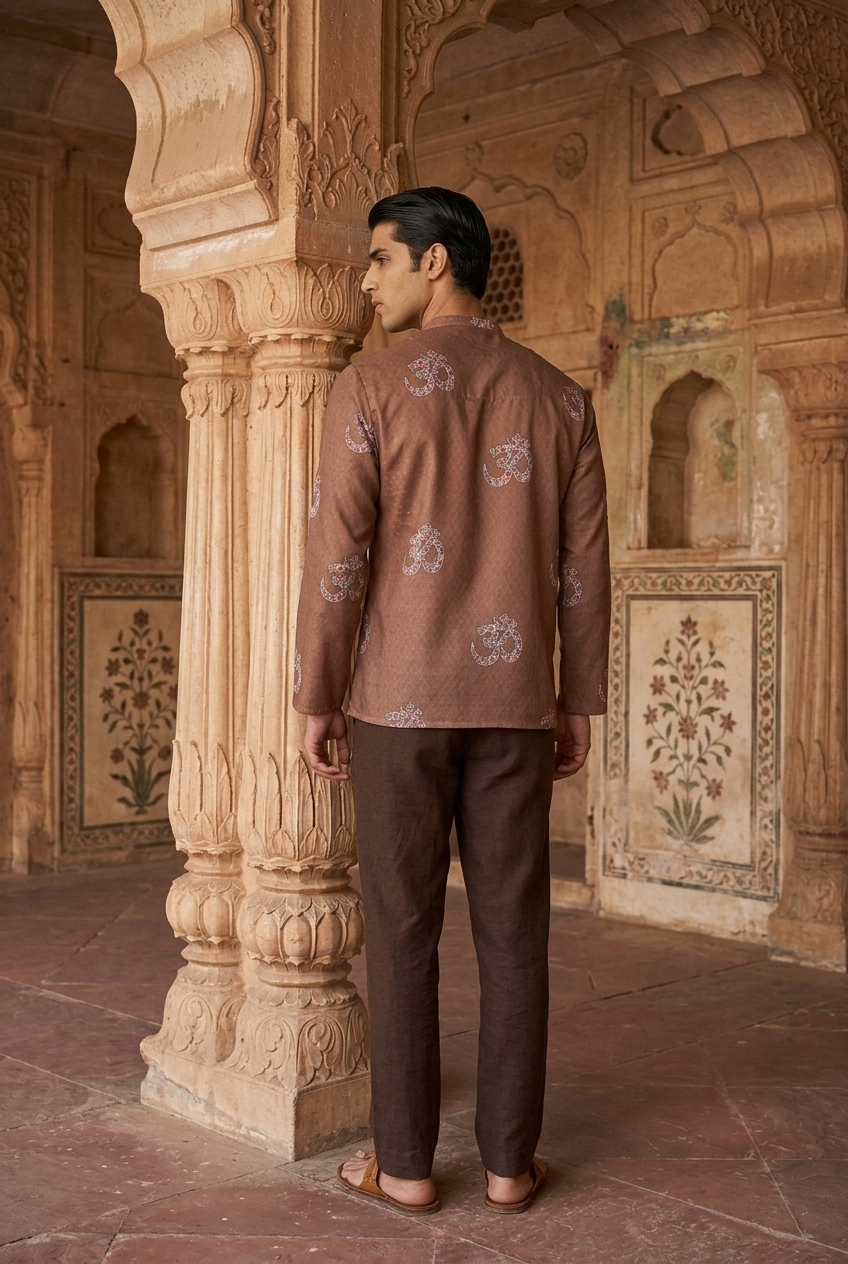YUGA KURTA - BROWN Size XL | Veda Handcrafted Ethnic Wear