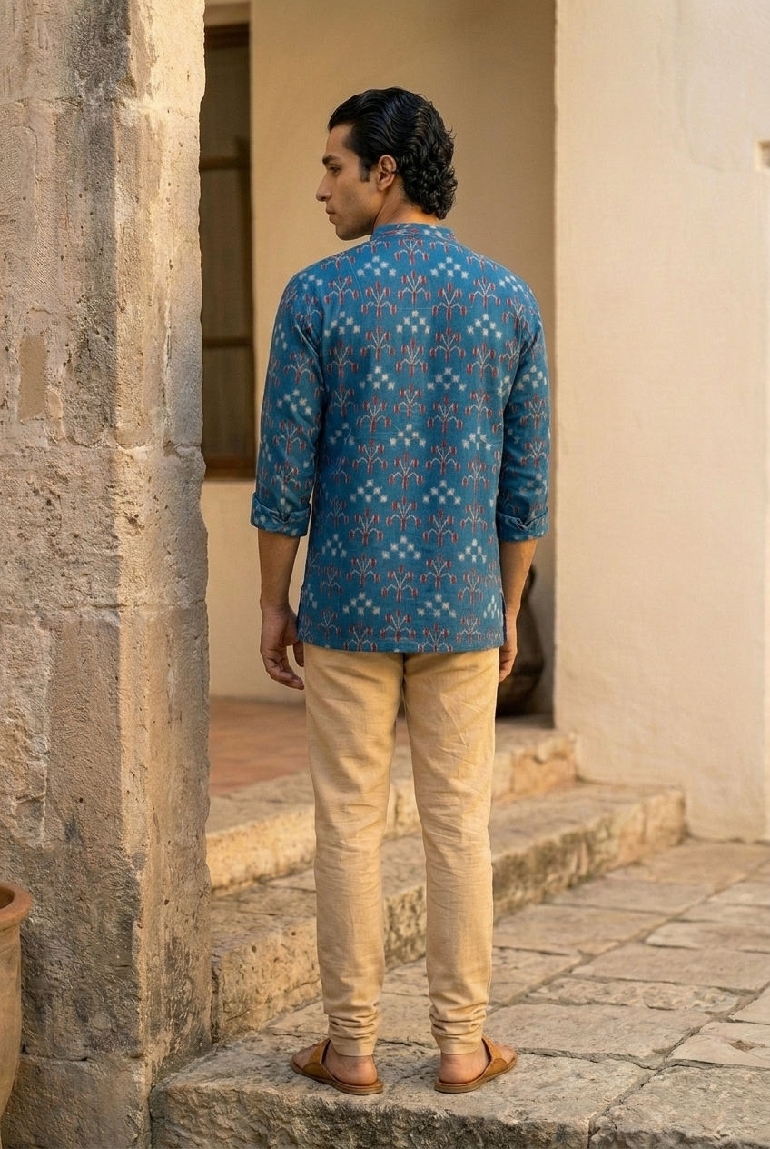 NAVA KURTA - BLUE Size XL | Veda Handcrafted Ethnic Wear