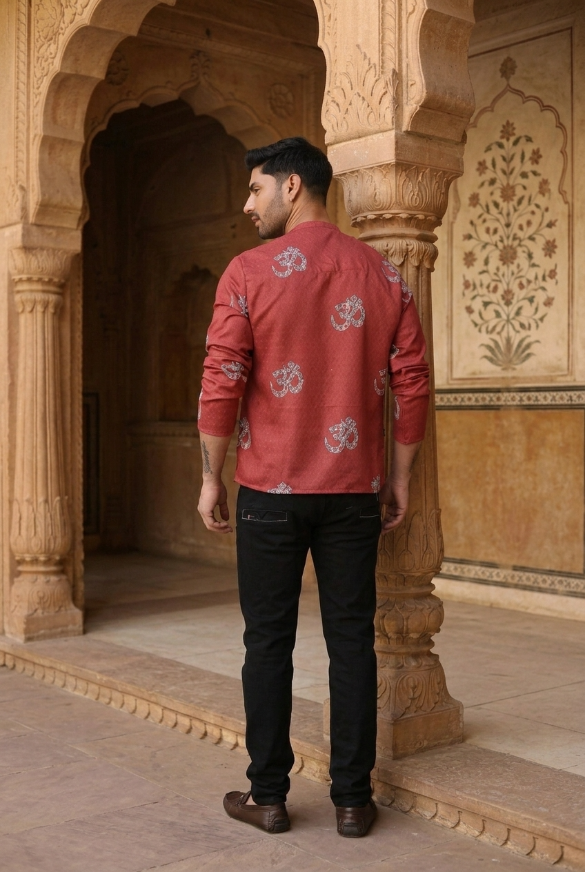 YUGA KURTA - RUST Size XL | Veda Handcrafted Ethnic Wear