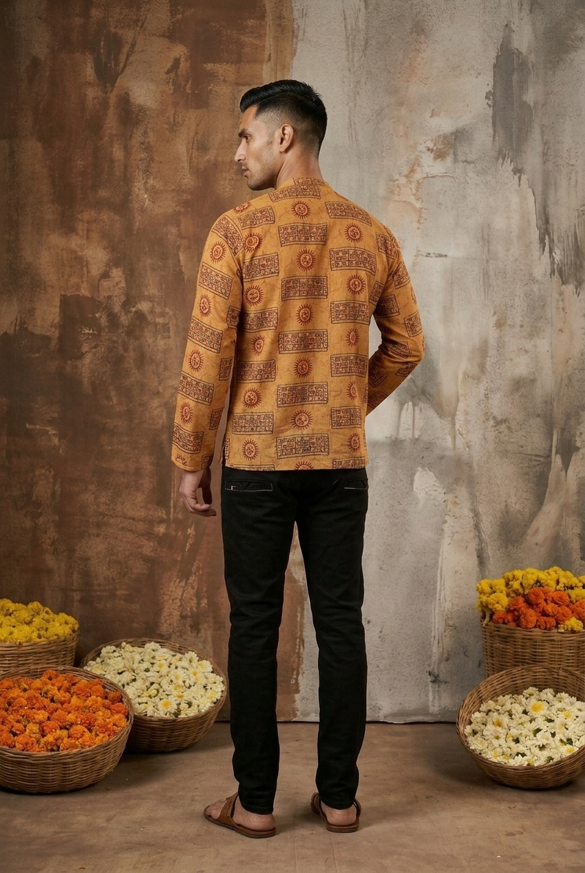 MITRA KURTA - MUSTARD Size XL | Veda Handcrafted Ethnic Wear