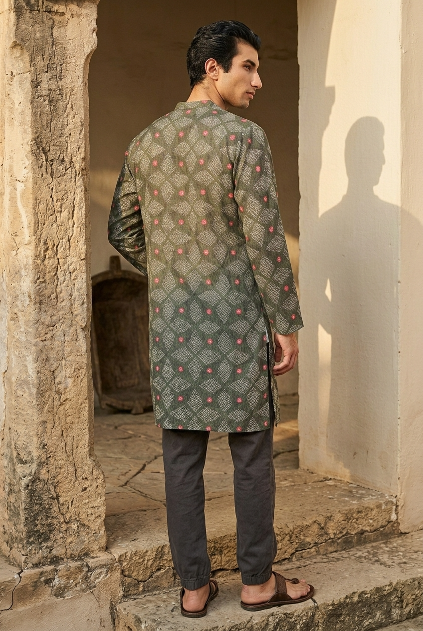 ARANYA KURTA - BOTTLE GREEN Size XL | Veda Handcrafted Ethnic Wear