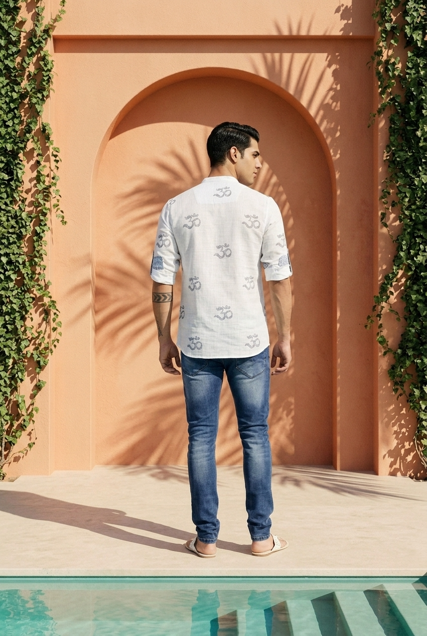 VAMANA KURTA - WHITE Size XL | Veda Handcrafted Ethnic Wear
