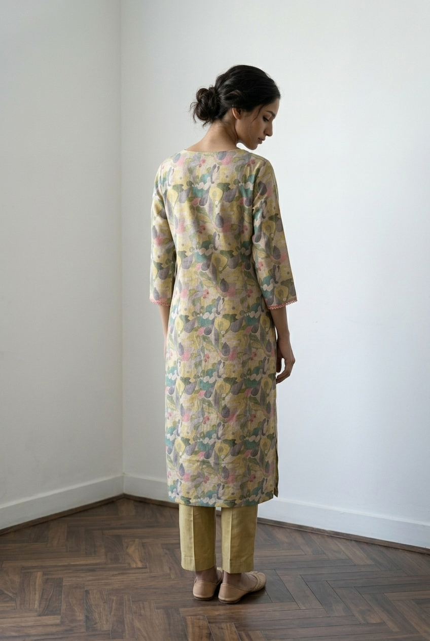 HEMA KURTA COMBO - MUSTARD Size XL | Veda Handcrafted Ethnic Wear