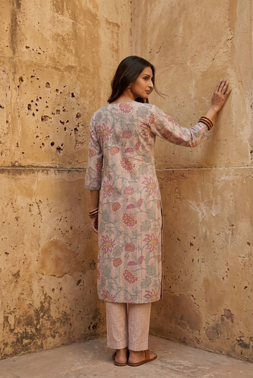 KAMALA KURTA COMBO - ONION PINK Size XL | Veda Handcrafted Ethnic Wear