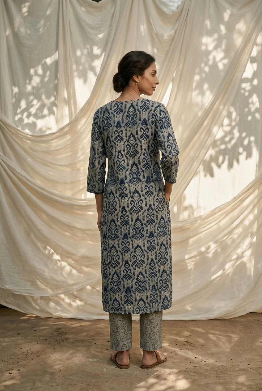 AMBUDHARA KURTA COMBO - STEEL BLUE Size XL | Veda Handcrafted Ethnic Wear