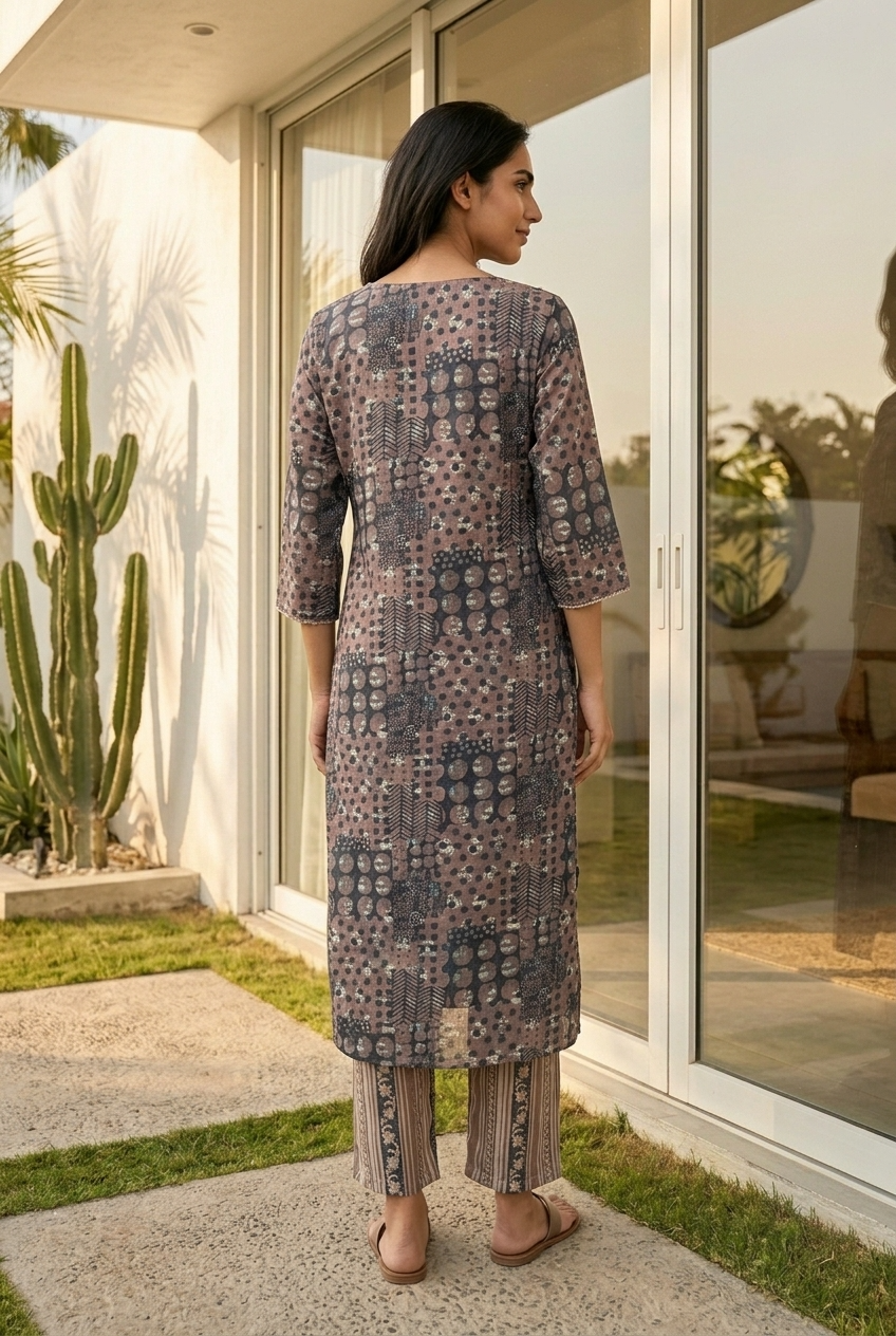 MRITTIKA KURTA COMBO - TERRACOTTA Size XL | Veda Handcrafted Ethnic Wear