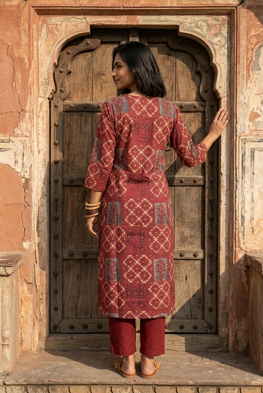 SINDURI KURTA COMBO - RED Size XL | Veda Handcrafted Ethnic Wear