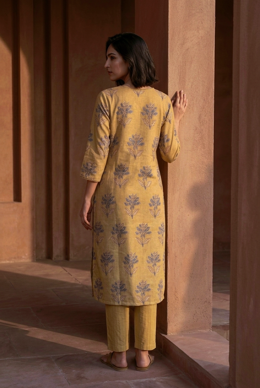KANAKA KURTA COMBO - GOLD Size XL | Veda Handcrafted Ethnic Wear
