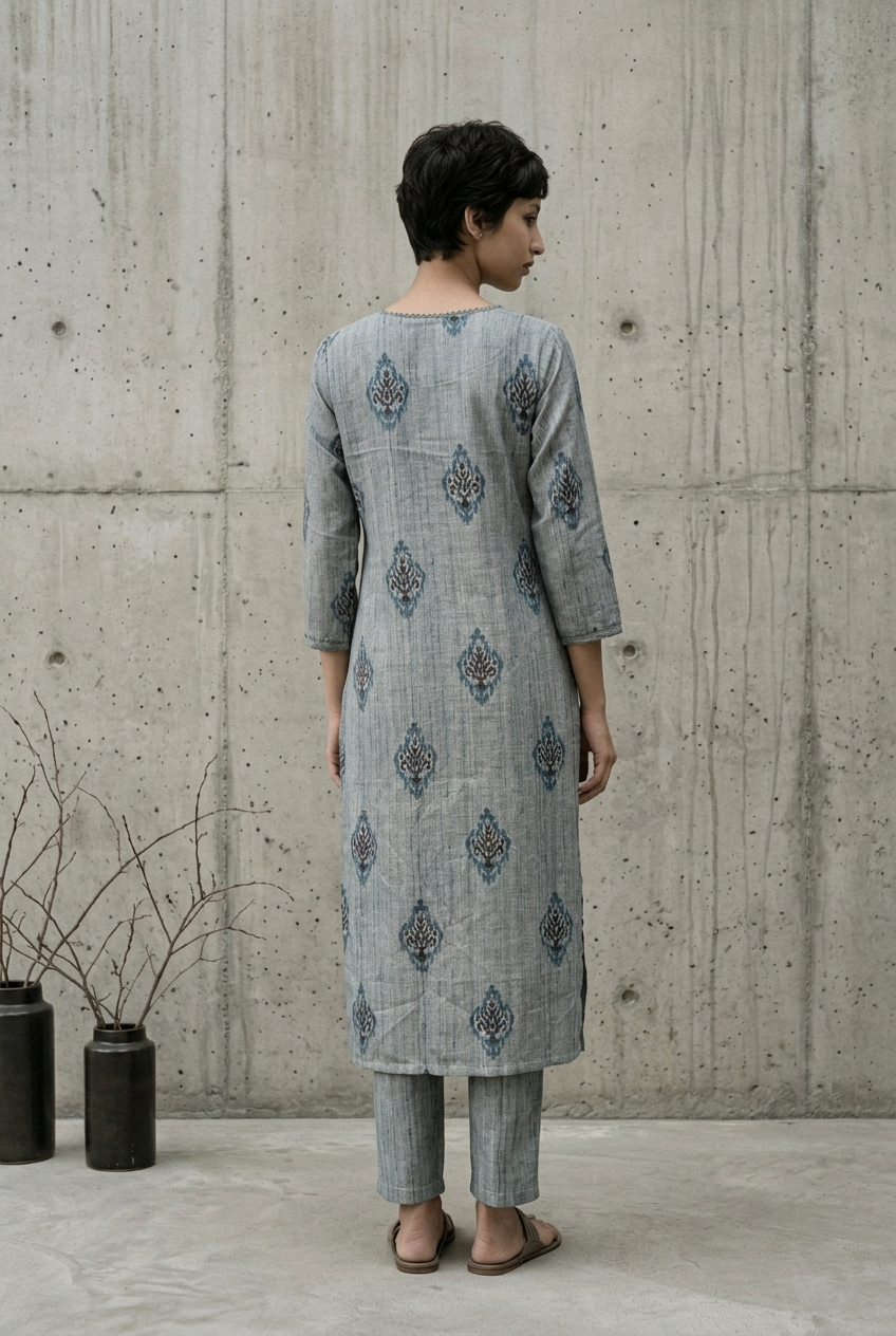 SUVARNA KURTA COMBO - GREY Size XL | Veda Handcrafted Ethnic Wear