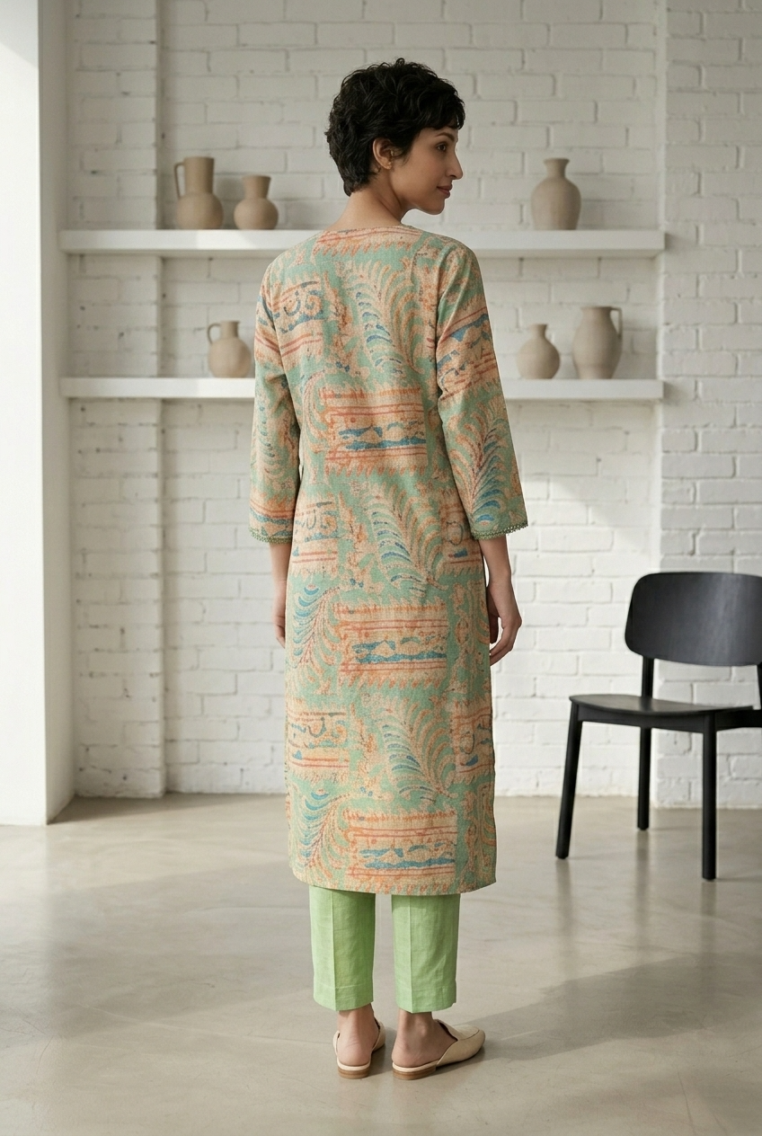 HARSHINI KURTA COMBO - PISTA Size XL | Veda Handcrafted Ethnic Wear