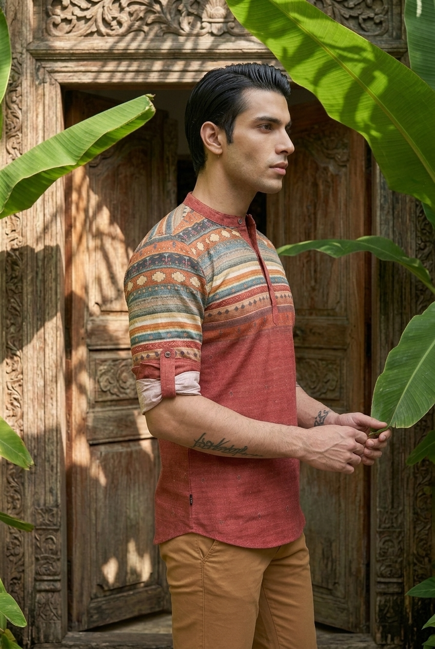 PUSHPA KURTA - RUST Size XL | Veda Handcrafted Ethnic Wear