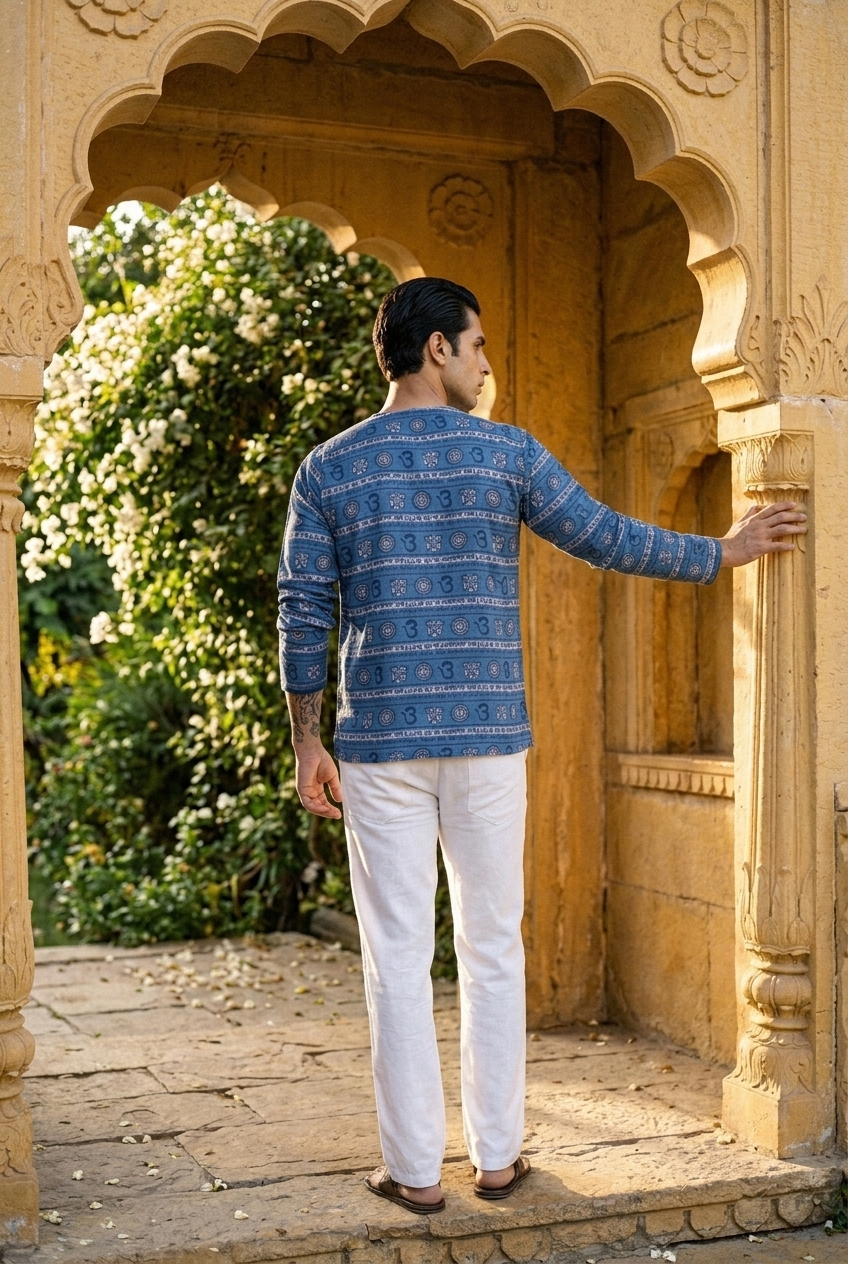 AGNI KURTA - INDIGO Size XL | Veda Handcrafted Ethnic Wear