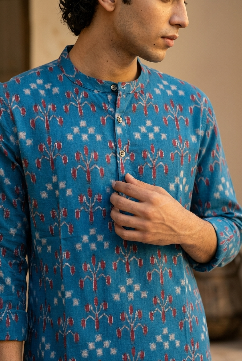 NAVA KURTA - BLUE Size XXL | Veda Handcrafted Ethnic Wear